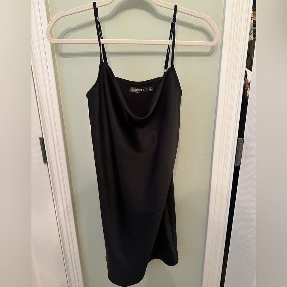 Black mini silk dress